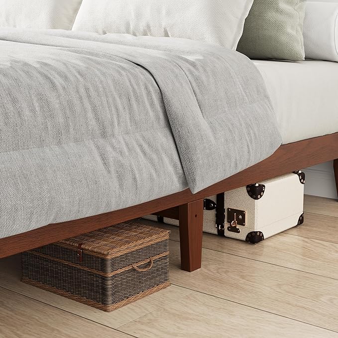 COLAMY 12 Inch Wood Platform Bed Frame，Sturdy Full Size Bed Frame with Wood Slat Support, No Box Spring Needed, Easy Assembly, Espresso