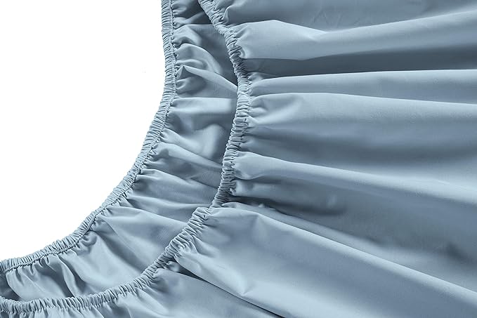 LANE LINEN 100% Cotton Sheets Set Twin XL Size - 450 Thread Count Premium Sateen Weave for Silky Smooth Feel - Very Breathable Cooling Sheets Set for Single Beds - Oeko Tex Certified - French Blue