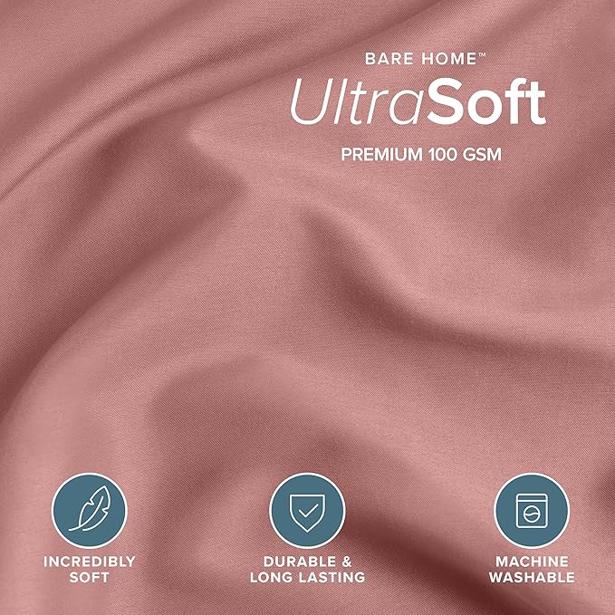 Bare Home Bedding Duvet Cover Extra Long Size - Premium 1800 Super Soft Collection - Lightweight, Cooling - Soft Breathable Bedding Duvet Cover (Twin/Twin XL, Dusty Rose)