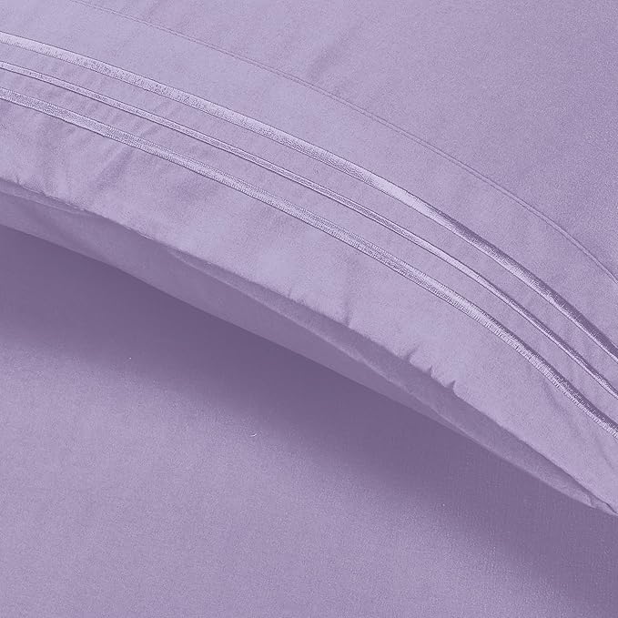 Elegant Comfort Luxury Ultra-Soft 2-Piece Pillowcase Set - 1500 Premium Hotel Quality Microfiber Double Brushed - Wrinkle Resistant, Standard/Queen, Lilac