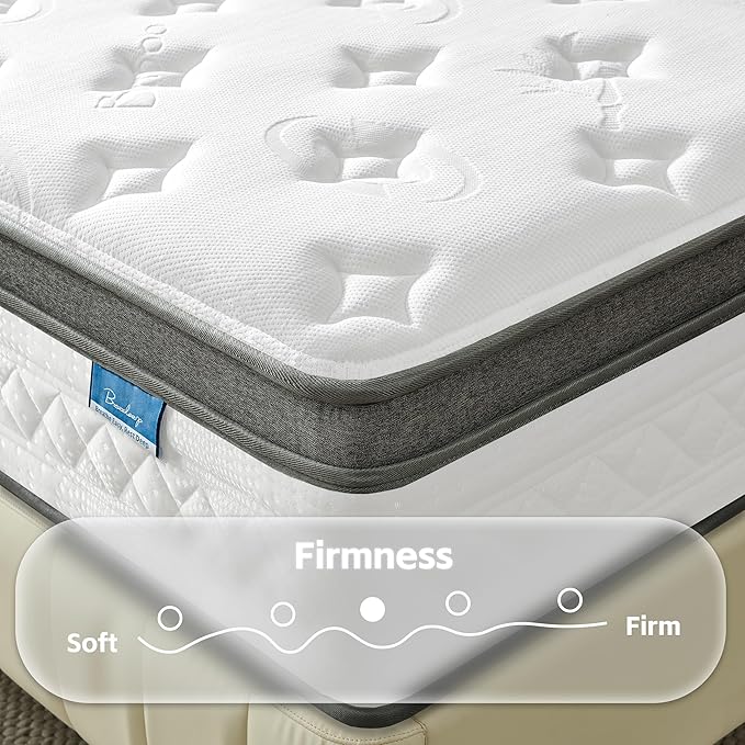Queen Mattress, 12 Inch Cooling Hybrid Queen Size Mattress in a Box, Medium Firm with Gel Memory Foam & Pocket Coils, Motion Isolation, Pressure Relief, CertiPUR-US