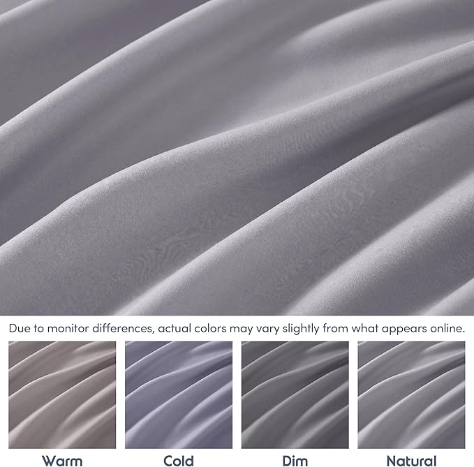 Nestl 4 Pack Grayish Purple Fitted Sheet Extra Deep Pocket, Hotel Luxury KingFitted Sheet Only Easily Fits 18 to 24 Inch Mattress, Super Soft, Wrinkle-Free and Breathable with Corner Straps