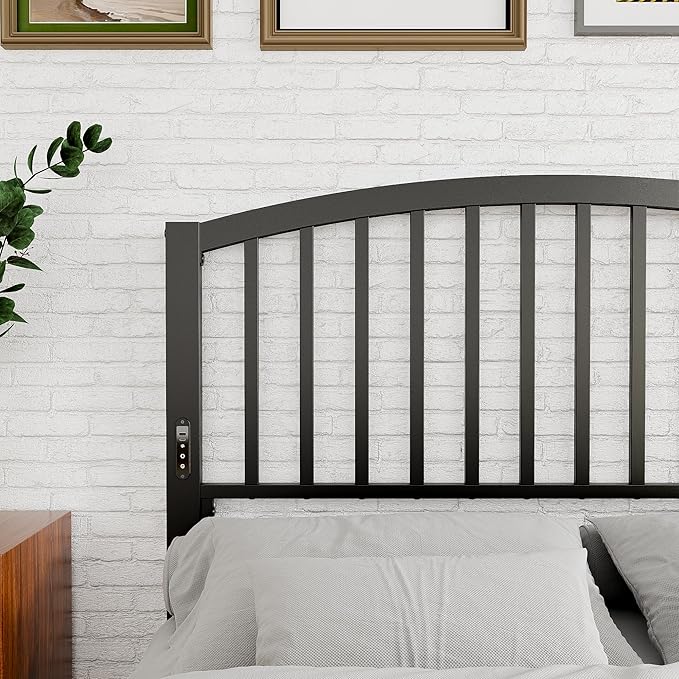 Weehom Full Size Headboard Only, Modern Headboard for Full Size Bed with LED Light, USB & Type C Port and Touch & Remote Control, Metal Headboard, Sturdy and Stable, Easy Assembly, Black
