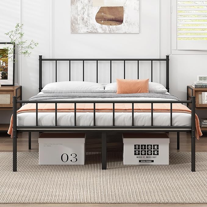 DIIYIV California King Bed Frame-Classic Metal Platform Bed Frame,Mattress Foundation with Steel Slat Support,Under Foundation Storage,No Box Spring Needed, Easy Assembly,California King Size
