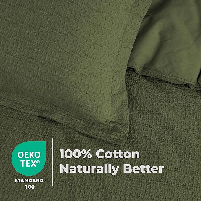 Dreamology Waffle Weave Duvet Cover, Twin Duvet Cover Set,100% Cotton Waffle Duvet Covers with Zipper Closure, Soft Luxury Textured & Breathable Duvet Cover,Cotton Bedding Set 2 Pieces (Green)