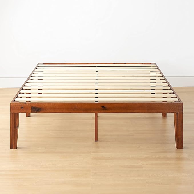 Mellow Naturalista Classic 16 Inch Solid Wood Platform Bed with Wooden Slats, Cherry, King