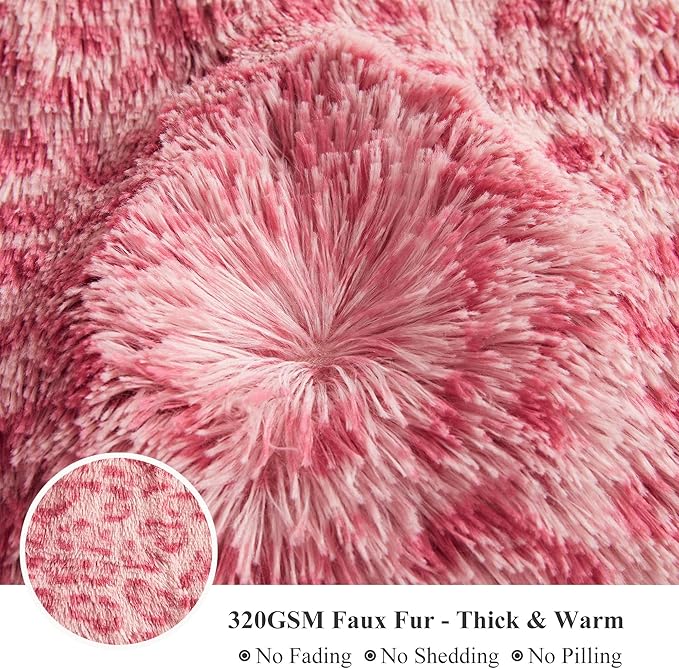 XeGe 20x54 Fluffy Cheetah Print Body Pillow Cover, Leopard Print Plush Fuzzy Faux Fur Body Pillowcase with Zipper, Farmhouse Shaggy Furry Long Pillow Cover for Women Side Sleeper, Pink