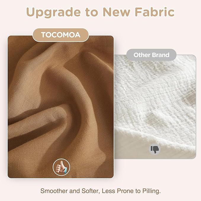 TOCOMOA Muslin Duvet Cover 100% Cotton Like Linen Texture Breathable Soft Comfy 3-Piece Burnt Orange Comforter Cover Fall Bedding Set (King 104"x90", Comforter Not Included)