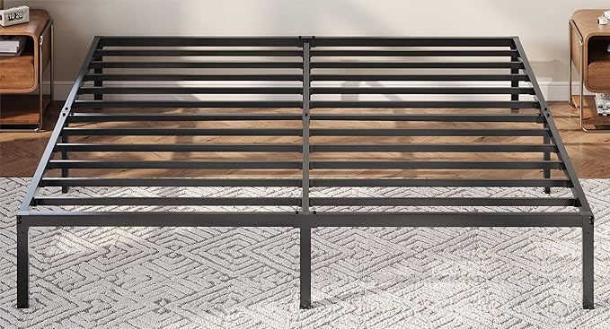 Allewie King Size Bed Frame, 12 Inch Metal Platform Beds with Storage Space, No Box Spring Required and Easy Assembly, Black