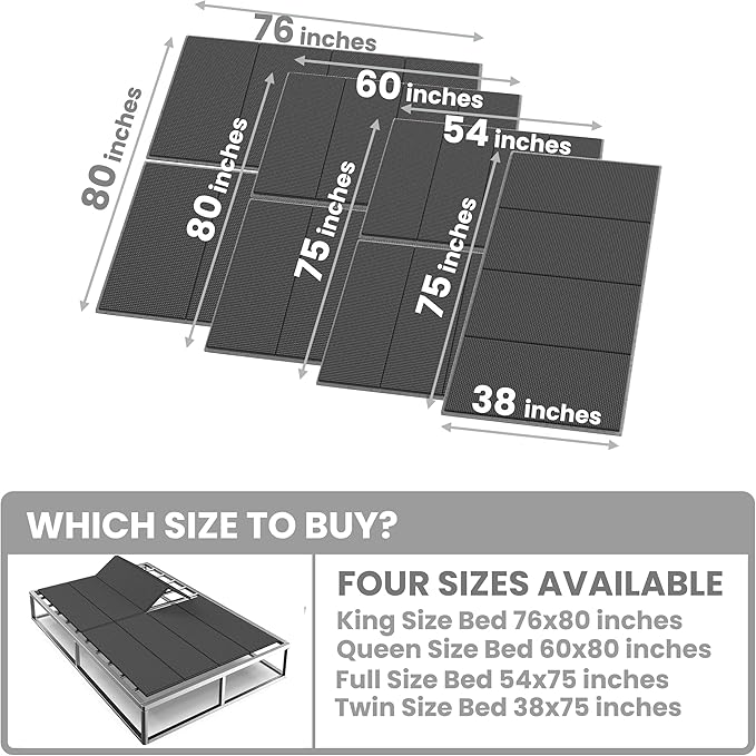 Light and Thin Bunkie Board, Folding Spring Box,King Size 57.5x80'', Large Double Bed 10MM, Bed Support Flat Noodles,Light and Thin, Breathable, Noise Minimizing