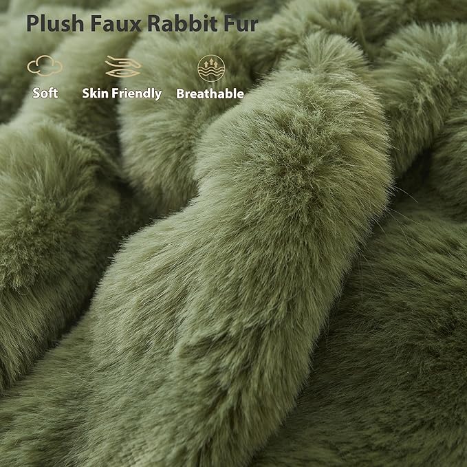 LIFEREVO Fluffy Faux Rabbit Fur Body Pillow Cover, Cozy Moss Bubble Shaggy Plush Bed Body Pillowcase with Zipper Closure, Long 20"x54" Fuzzy Furry Pillow Case for Bedroom Home Decoration, Sage Green