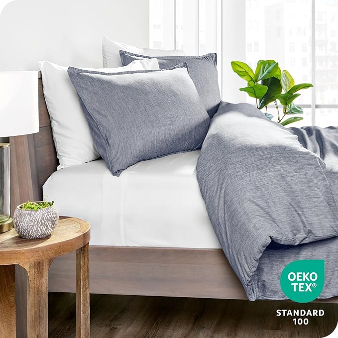 Bare Home Bedding Duvet Cover Oversized King Size - Premium 1800 Super Soft Collection - Lightweight, Soft Textured Duvet Cover (Oversized King, Heathered Midnight Blue)