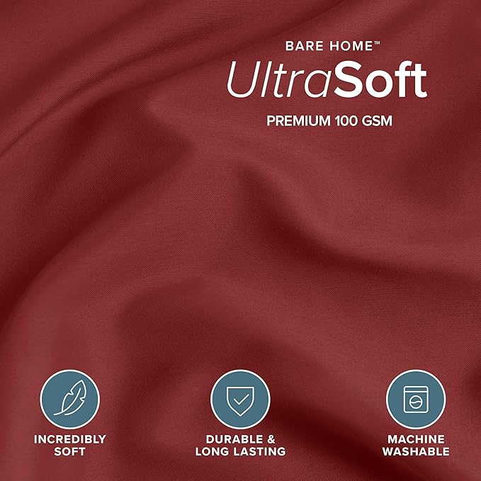 Bare Home Bedding Duvet Cover King Size - Premium 1800 Super Soft Collection - Lightweight, Cooling - Soft Breathable Bedding Duvet Cover (King, Rosewood)