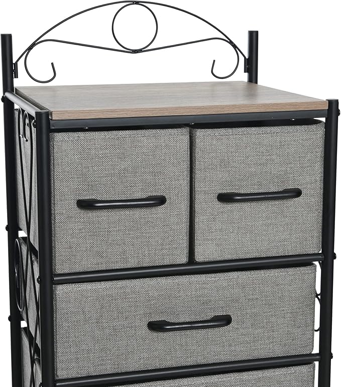 Household Essentials Ashwood & Iron Eight-Drawer Dresser Tower