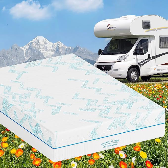 10 Inch RV Short King Size Mattress, Latex Memory Foam Short King Mattress for RVs, Campers & Trailers, Medium Hardness Texture, Certified Safe Foam, Breathable Memory Foam 75"x72"
