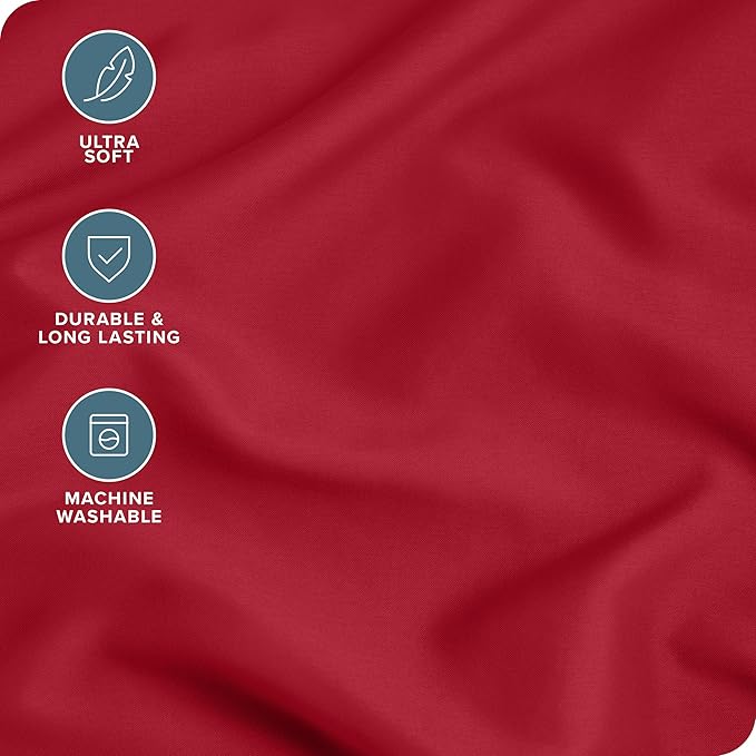 Bare Home Microfiber Pillow Cases - King Size 20x36 - Cooling Pillowcases - Double Brushed - Easy Care - Envelope Closure (King Pillowcase Set of 2, Red)
