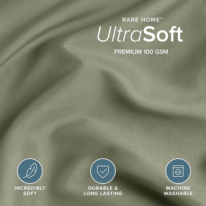 Bare Home Bedding Duvet Cover Queen Size - Premium 1800 Super Soft Collection - Lightweight, Cooling - Soft Breathable Bedding Duvet Cover (Queen, Sage)