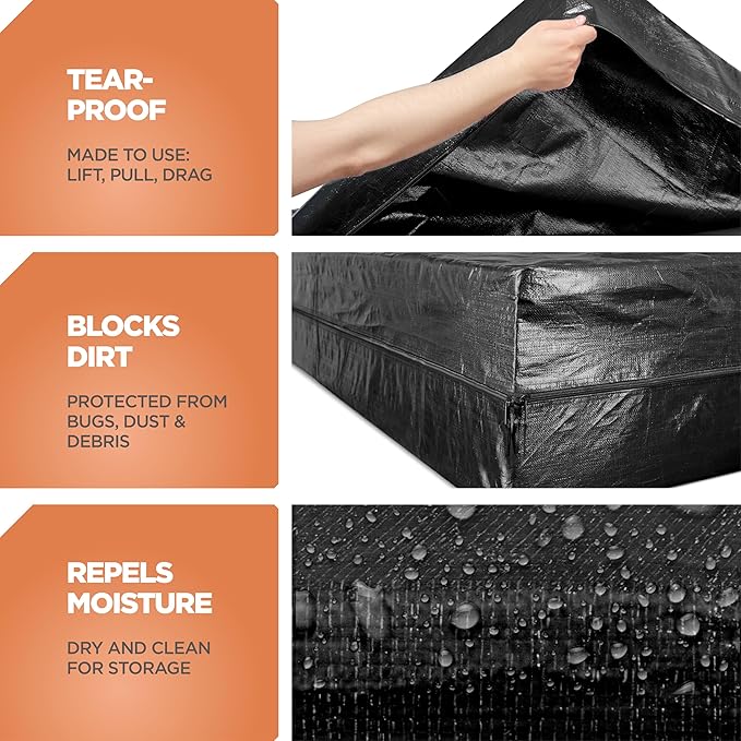Mattress Bags For Moving With 8 Handles (2-Pack) California King Mattress Moving Bag Tear-Proof Mattress Storage Cover With Dual Zippers Cali King Mattress Moving Bags For Storage Mattress Protector