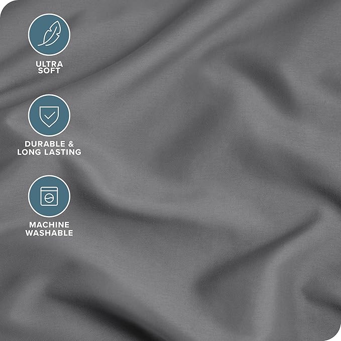 Bare Home Microfiber King Size Pillowcases - 4 Pack, Grey, 20x40