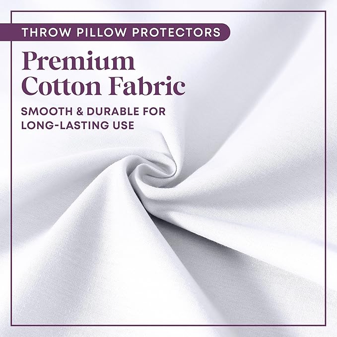 CIRCLESHOME Throw Pillow Protectors - 100% Cotton Breathable Pillowcases - 16 X 16 Square Pillowcases - Protects Pillows from Dirt, Dust and Debris (Square Pillow - 2 Pack- 16x16)