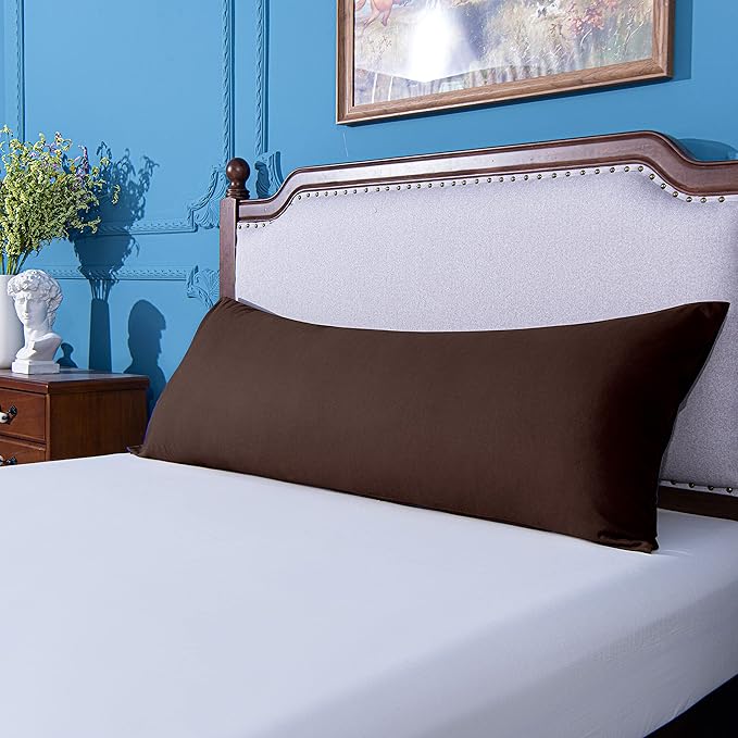 NTBAY Body Pillowcase - Brushed Microfiber 20x54 Pillowcase - Soft, Wrinkle-Free, Fade-Resistant, Stain-Resistant, Dark Brown Body Pillow Cover with Envelope Closure - 20x54 Inches, Dark Brown