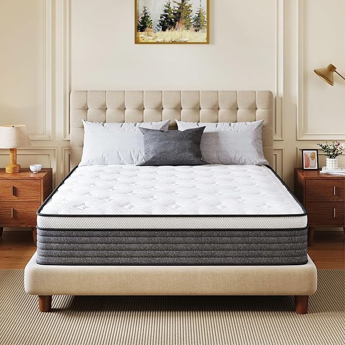 CH Charme House Twin XL Mattress, 10 Inch Twin XL Size Hybrid in a Box, Medium Feel Foam and Individual Pocket Springs, Fiberglass Free Bed, Extra Edge Support, Pressure Relief, CertiPUR-US
