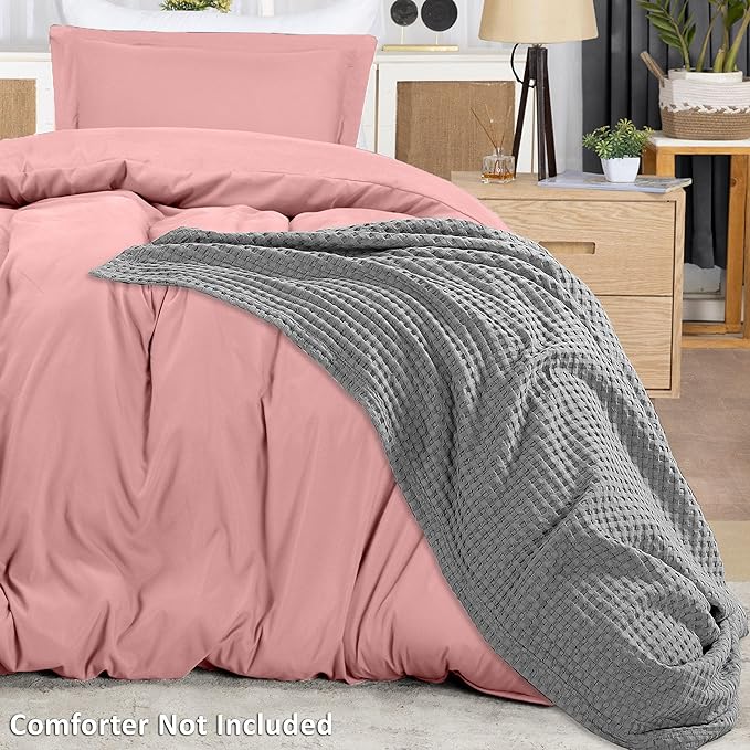 Utopia Bedding Duvet Cover Twin Size - 2 Piece with Zipper Closure - 1 Comforter Cover 68X90 Inches & 1 Pillow Sham 20X26 Inches (Pink) Comforter Not Included