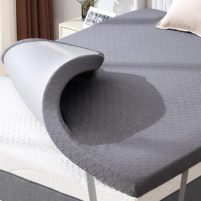 BDEUS 3 Inch Mattress Topper Full Size, Soft Memory Foam for Back Pain Relief, Double Bed Topper with Dark Grey Cover, CertiPUR-US Certified