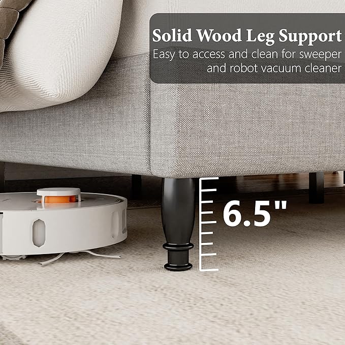 Queen Bed Frame with Headboard, Upholstered Platform Bed with Tall Wingback Headboard, Sturdy Wood Slats Support, Easy Assembly No Box Spring Needed, Modern Style Bed for Bedroom, Beige
