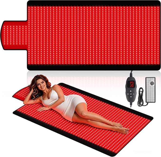 Red Light Therapy Mat for Full Body, 1370 Infrared Light Pad, 5 Intensity Levels, 9 Auto-Shutoff Timer Setting, Handheld Controller, Gifts for Athletes, Office Workers, Women, Men (74.6''*33.3'')