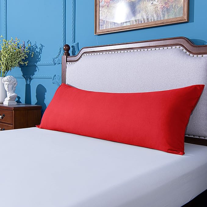 NTBAY Body Pillowcase - Brushed Microfiber 20x54 Pillowcase - Soft, Wrinkle-Free, Fade-Resistant, Stain-Resistant, Wine Red Body Pillow Cover with Envelope Closure - 20x54 Inches, Wine Red