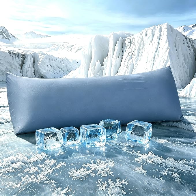 TELUS Cooling Body Pillow Case, Silky Soft Breathable Pillowcase with Envelope Close, Stay Cool All Night Pillow Cover for Hot Sleepers and Night Sweats, 20x54 Inch, Blue