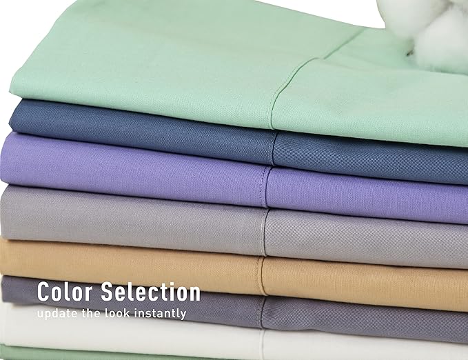 Sunflower King Pillowcases Set of 2, 100% Cotton King Pillow Cases 2, 20×40 inches Frost Gray, Soft and Breathable