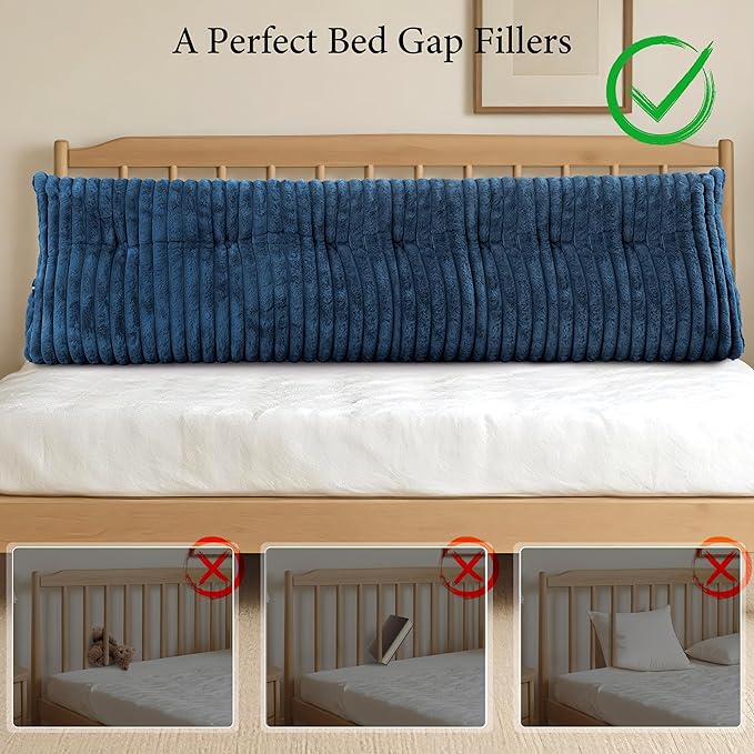 Headboard Pillow King, Triangular Wedge Pillow Headboard King, Cushion Headboards Reading Pillows, Backrest Pillows for Sitting in Bed or Working with Removable Cover, Blue