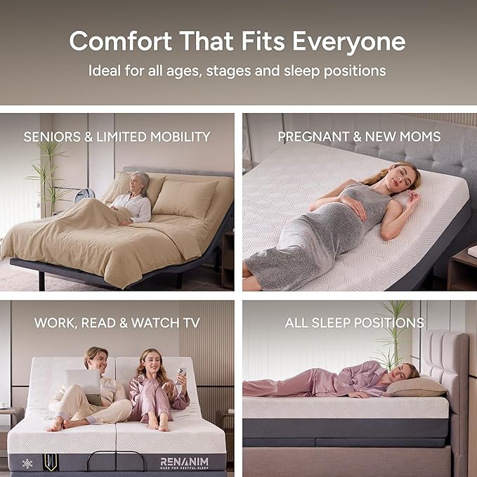 SFE King Size Adjustable Bed Frame - Zero Clearance Smart Frame, Electric Massage, Wireless Remote for Head & Foot Lift, 3 Height-Adjustable Legs - Zero Gravity, Underbed Lights & 4 USB Ports
