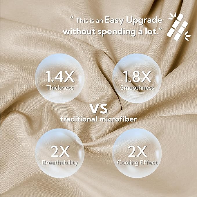 MR&HM Cooling Body Pillow Case 20"x54", Body Pillow Cover for Hot Sleepers, Breathable & Moisture Wicking, Silky Soft Envelope Long Pillowcase, Rayon Derived from Bamboo & Polyester Blend, Beige