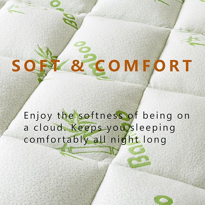 Bamboo_Viscose Mattress Topper Short Queen Size, Cooling Extra Thick Breathable Mattress pad, 8-21”Deep Pocket Soft Quilted Fitted Mattress Cover with Down Alternative Fill