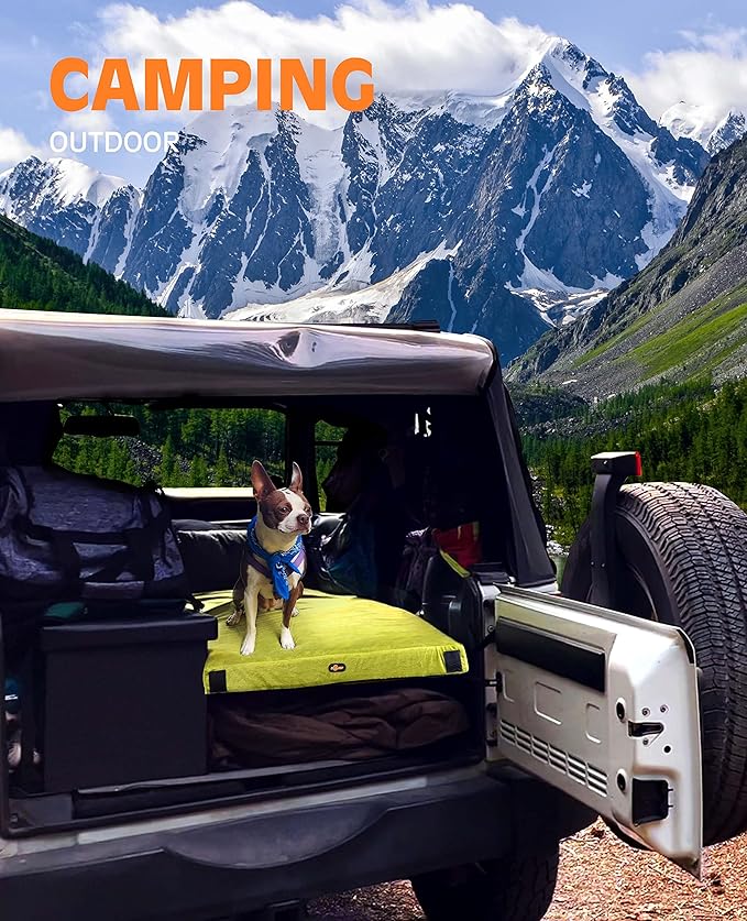 GAIALOOP 3 Inch Memory Foam Camping Mattress, Dual Layer Thick Sleeping Camp Pad for Car Tent Cot, Roll-Up Portable Glamping Floor Bed for Guests Sleepover