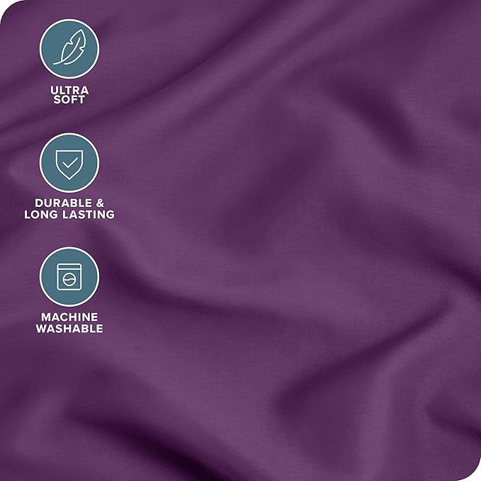 Bare Home Microfiber Pillow Cases - Queen Size Set of 2 - Cooling Pillowcases - Double Brushed - Easy Care - Envelope Closure (Queen Pillowcase Set of 2, Plum)