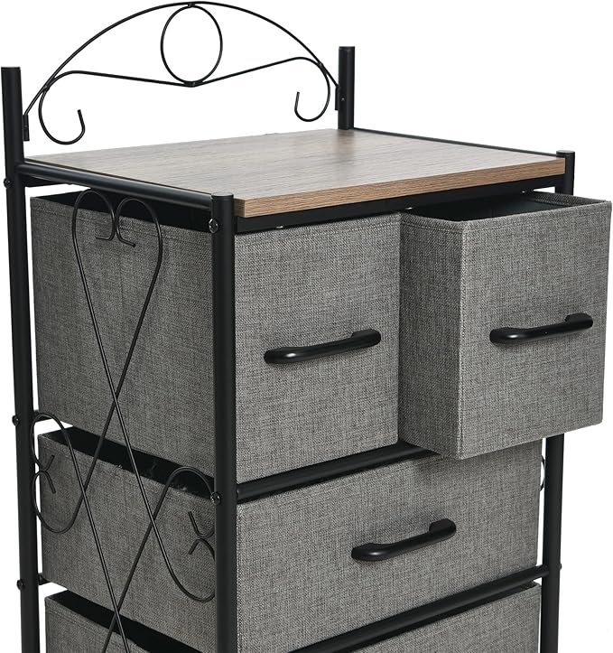 Household Essentials Ashwood Iron & Engineered Wood 4-Drawer Chest
