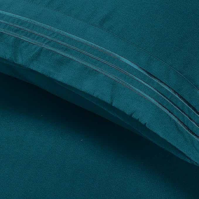 Elegant Comfort Luxury Ultra-Soft 2-Piece Pillowcase Set - 1500 Premium Hotel Quality Microfiber Double Brushed - Wrinkle Resistant, Standard/Queen, Marine Teal
