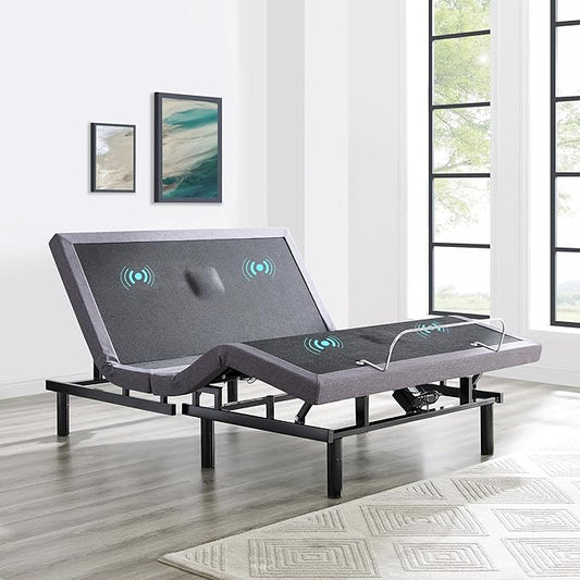 Naomi Home Idealbase Queen Adjustable Bed Frame with Lumbar Support & Head Tilt, Foot Incline, Back & Leg Massage, USB Ports,Wireless Remote, Ergonomic Zero-Gravity Smart Bed