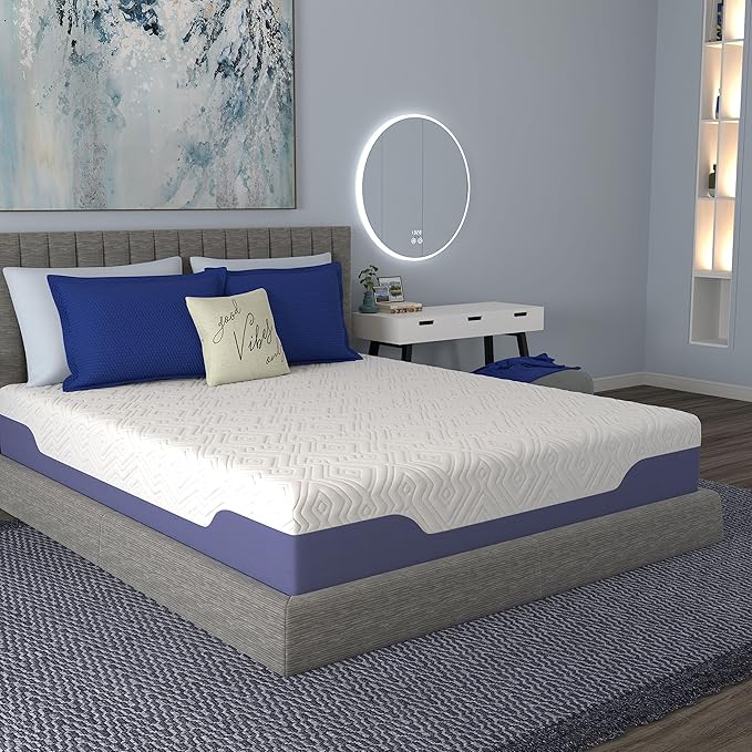 Vibe Supreme Cooling Hybrid Mattress, Innerspring and Gel Memory Foam Mattress, Fiberglass Free, 10-Inch Bed in a Box, Twin