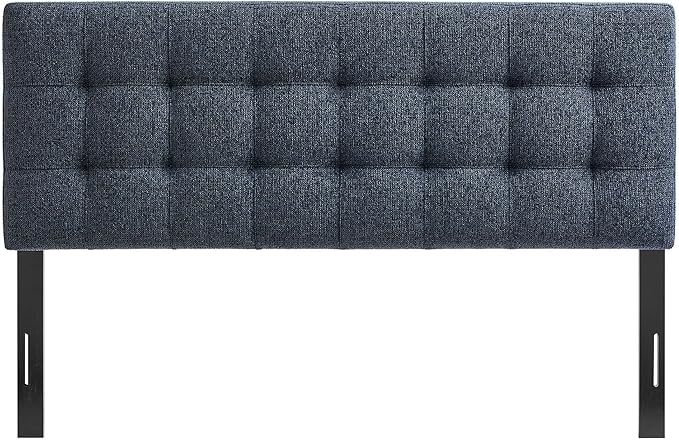 Modway Lily King Size Headboard with Biscuit Tufting in Navy - Fabric Upholstery with Padded Design and 5 Height-Adjustable Mounts