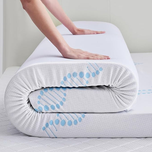 BDEUS 2 Inch Twin Memory Foam Mattress Topper with Collagen-Rich Cover, Soft Mattress Pad for Skin-Hydrating & Back Pain Relief, CertiPUR-US Certified