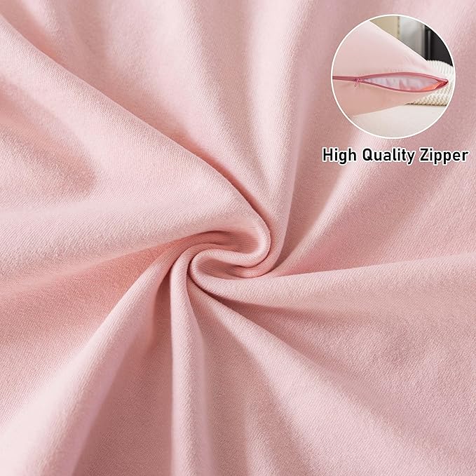 WhatsBedding Memory Foam Body Pillow with 100% Cotton Jersey Knitted Cover, Luxury Soft Large Long Pillow for Adults, Full Body Pillow with Removable Zippered Pillow Cover - Pink