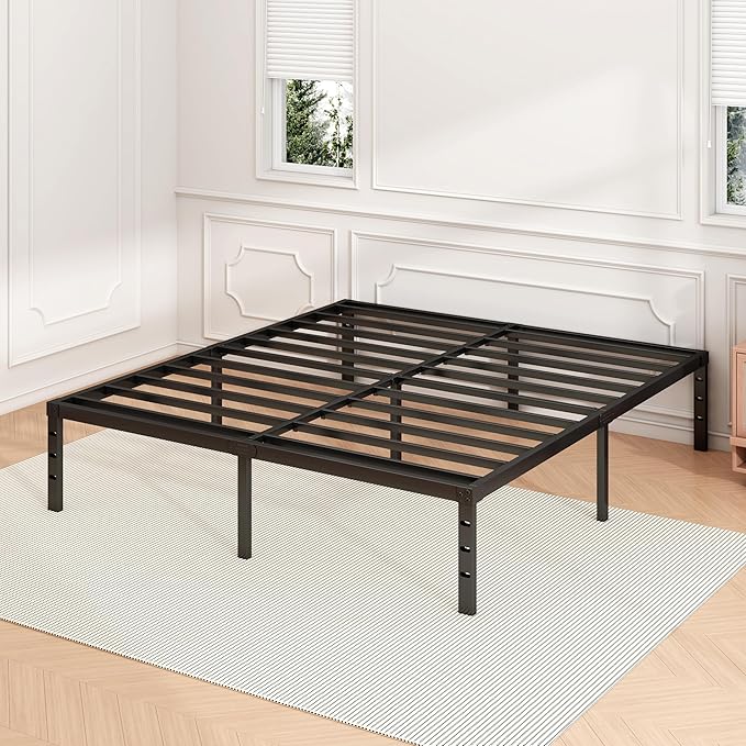 Hafenpo 12 Inch Full Bed Frame - Sturdy Metal Platform Full Size, No Box Spring Needed, Heavy Duty, Easy Assembly, Strong Bearing Capacity, Under Bed Storage, Black