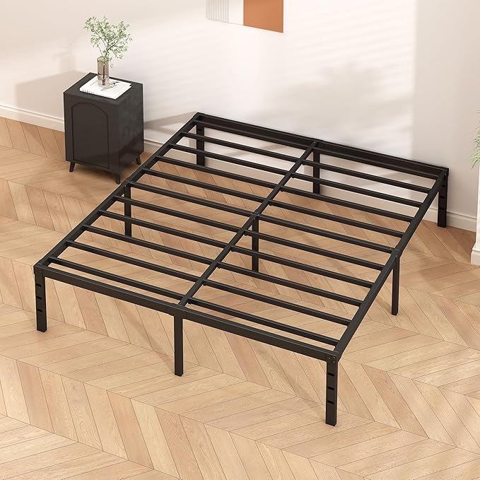HLIPHA Metal Platform Bed Frame 12 Inch Tall,No Box Spring Needed,King Size Bed with Heavy Duty Strong Support Slats,Easy to Assemble,Black