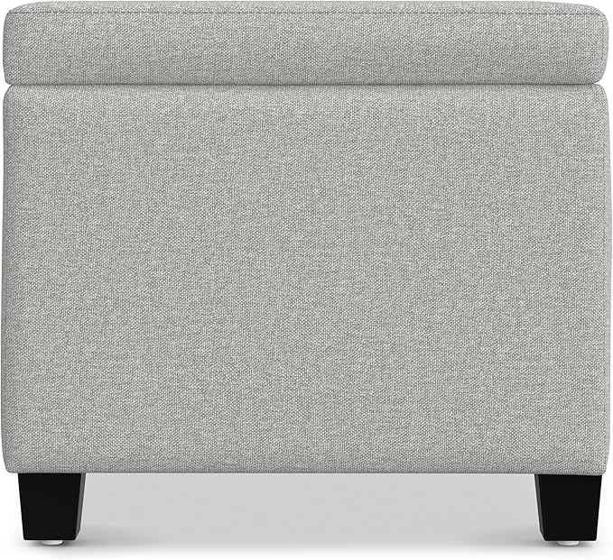 SIMPLIHOME Avalon Storage Ottoman Bench - 48" Wide x 16" High Upholstered Linen Look Fabric Rectangular Lift-Top Ottoman in Light Stone Grey, Transitional Bench for Living Room with High-Density Foam