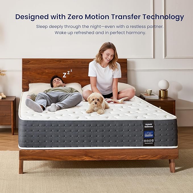 Twin XL Mattress 11 Inch, Hybrid Cooling Gel Memory Foam Mattress with Pocket Springs, Medium Firm Support, Pressure Relief & Motion Isolation, Breathable Mattress in a Box, CertiPUR-US Certified